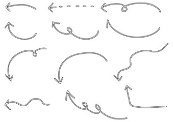 Collection of Doodle Curved Arrows