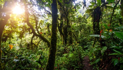 Lush tropical forest path