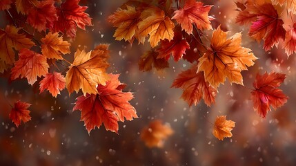 **A Cozy Wallpaper Featuring Vibrant Maple Leaves In Shades Of Red, Orange, And Yellow Falling Gently Onto A Forest Floor. Sunlight Filters Through Branches, Creating A Warm Seasonal Glow. No Paths, N