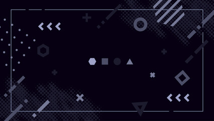 モノトーンのおしゃれでかわいい配信画面　ポップな背景装飾イラスト　フレーム　スタイリッシュ 16:9