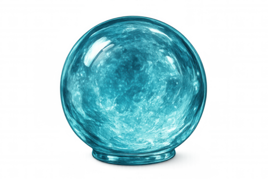 Glass sphere with swirling blue energy inside, isolated on transparent background, ideal for fantasy and spiritual concepts - Powered by Adobe