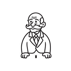 Old person in formal suit black and white vector illustration portrait elegant classic digital artwork