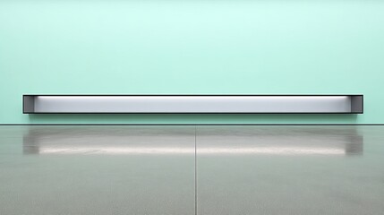 Mint green wall with recessed shelf