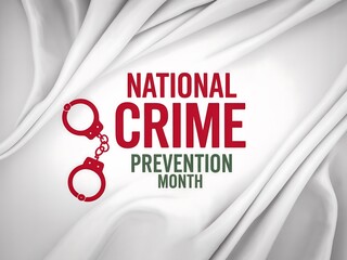 National crime prevention month concept with handcuff isolated on white background
