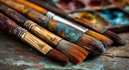 Fototapeta premium Sketchbook Human. Bristle Brush for Watercolor and Oil Paint in Art Class