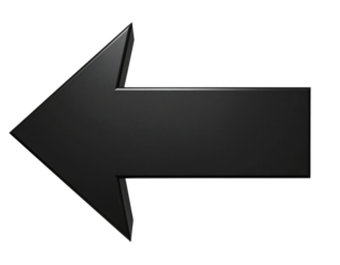  Bold leftward black directional arrow fully visible isolated on transparent background PNG