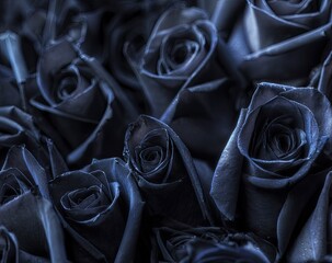 Close-up of many dark bluish-purple roses