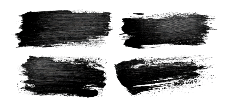 Four textured black paint strokes