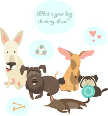 Funny Mixed Breed dogs with Speech Bubble. Vector illustration