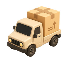 Delivery Truck Carrying a Large Package with an Up Arrow Symbol