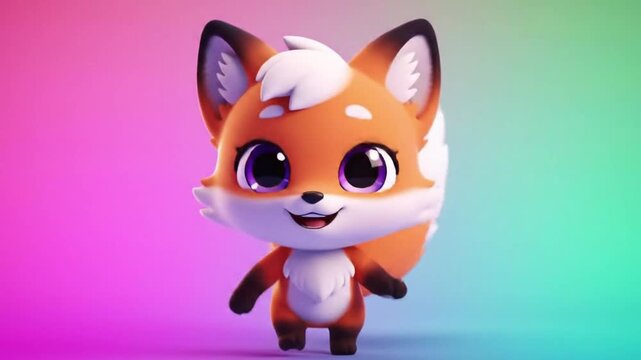 Cartoon fox with smiling face against a gradient background