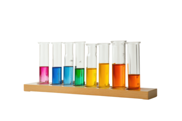 Test Tubes with Bright Chemical Solutions
