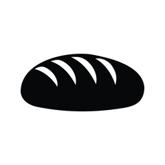 Black silhouette of a loaf of bread on a white background, bread loaf silhouette vector illustration
