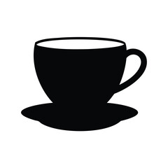 Simple Silhouette of a Coffee or Tea Cup and Saucer Illustration, coffee cup silhouette vector illustration