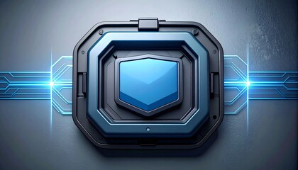 Futuristic Shield Embodiment Digital Core with Electric Stream Technology Integration