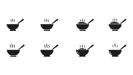 Collection of soup bowl icons for food concept