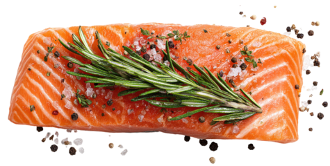 Fresh salmon fillet, seasoned with rosemary and spices