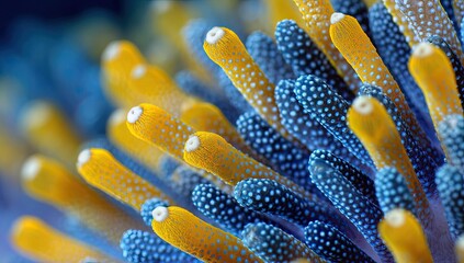 Close-up of vibrant, textured,  biological structures