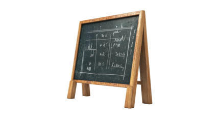 Chalkboard with Mathematical Diagrams and Formulas