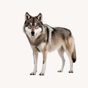Majestic wolf standing alert animation isolated asset, transparent 4K video, alpha channel, ProRes 4444