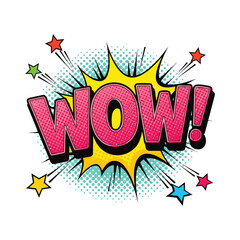 Fototapeta premium wow in a comic book style with stars on transparent background