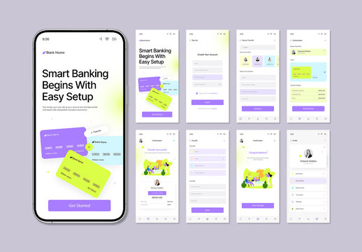 Mobile Smart Banking App UI Design Template