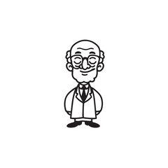 Old person in formal suit black and white vector illustration portrait elegant classic digital artwork