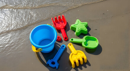 Fototapeta premium beach toys on sand