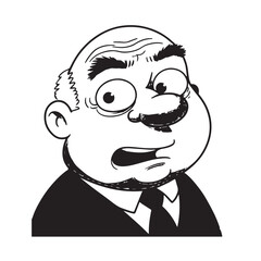 Old person in formal suit black and white vector illustration portrait elegant classic digital artwork