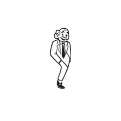 Old person in formal suit black and white vector illustration portrait elegant classic digital artwork