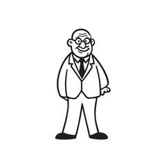 Old person in formal suit black and white vector illustration portrait elegant classic digital artwork