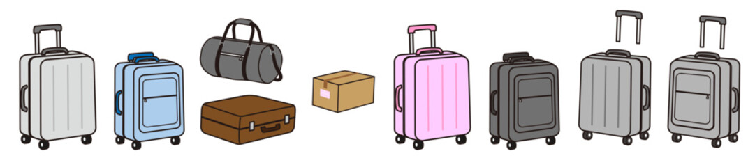 Luggage and Suitcase Vector Set, Travel Bags and Baggage Illustration