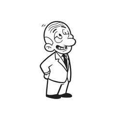 Old person in formal suit black and white vector illustration portrait elegant classic digital artwork