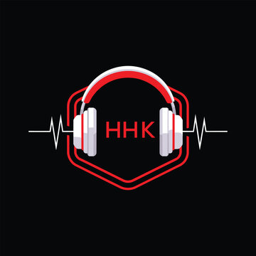 HHK  Headphone Company logo. HHK Modern Music logo design for entrepreneur and business. HHK Entertainment Branding best icon.
