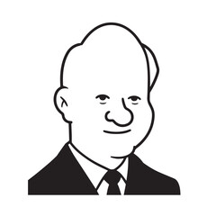 Old person in formal suit black and white vector illustration portrait elegant classic digital artwork