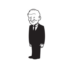 Old person in formal suit black and white vector illustration portrait elegant classic digital artwork