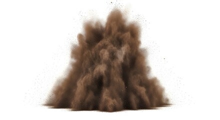 Large Dust Cloud Explosion on White Background  