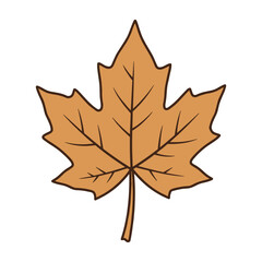 Naklejka premium Hand-drawn illustration of brown maple leaf – stock vector flat illustration