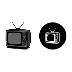 Retro Television Icon with Antenna