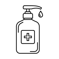 Fototapeta premium sanitizer bottle line icon representing hygiene and health care