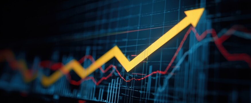 The Arrow Representing Financial Growth on a Digital Stock Market Performance Chart