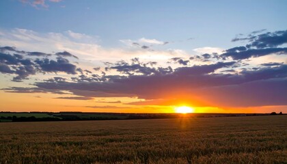 Golden sunset over a wheat field
