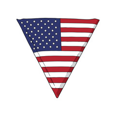 American flag-themed red white blue color triangle pennant &ndash; stock vector flat illustration