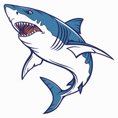 Obraz premium Great white shark with open mouth vector art
