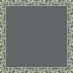 Fototapeta premium Decorative frame Elegant vector element for design in Eastern style, place for text. Floral gray and beige border. Lace illustration for invitations and greeting cards
