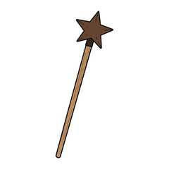 Brown star-shaped magic wand with wooden handle &ndash; stock vector flat illustration