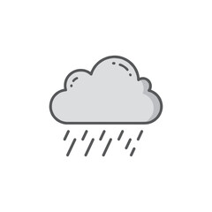 Simple gray cloud with raindrops &ndash; stock vector flat illustration