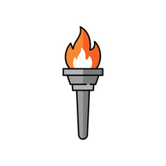 Cartoon torch icon with orange flame &ndash; stock vector flat illustration