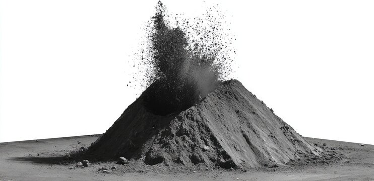 Gray mound of material erupting with a forceful explosion