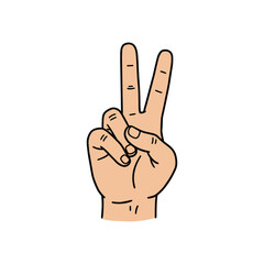 Hand displaying peace sign gesture – stock vector flat illustration